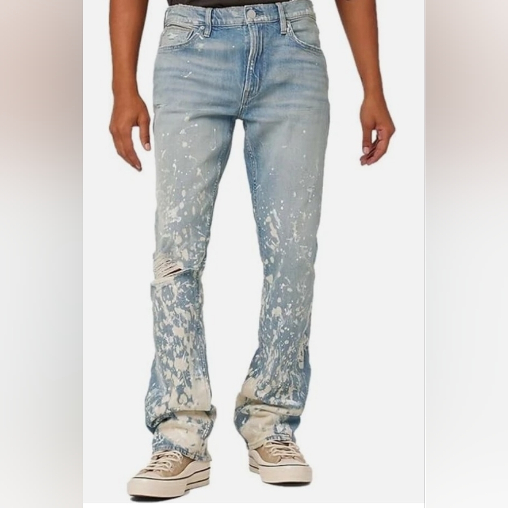 Hudson Kick Flare Paint Splatter Jeans With Raw Hem Walker Painter